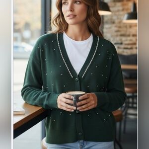 NWT 99 Jane Street Women's Green Cardigan Sweater.Size L